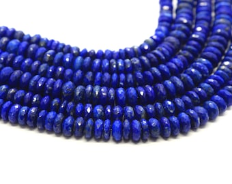 AAA Quality Lapis Lazuli faceted rondelle beads Natural Lapis beads strands Lapis Lazuli rondelle beads Blue Lapis beads Wholesale beads