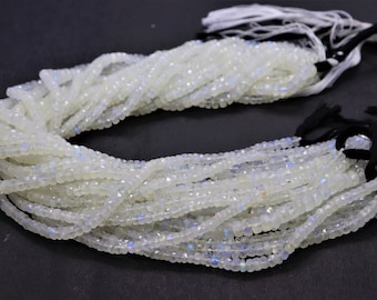 Natural Rainbow Moonstone Beads: Smooth Rondelle Shape Beads 8 Inch