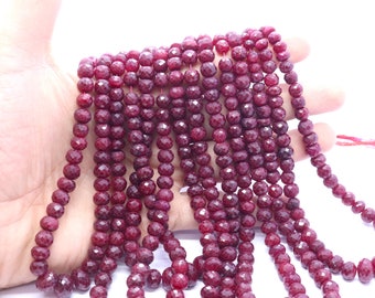 Ruby Corrandum faceted rondelle beads Ruby faceted beads 7-10mm Ruby beads strand Ruby rondelle beads Ruby faceted beads Ruby gemstone beads