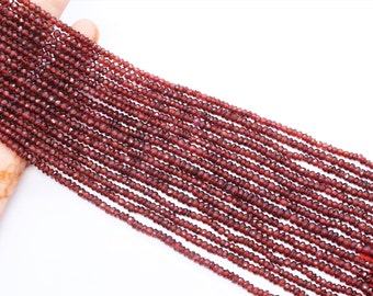 AAA Quality Garnet faceted rondelle beads, 3.5-4 mm Garnet beads strand, 13" Strand Garnet Beads | Wholesale Beads For Jewelry making