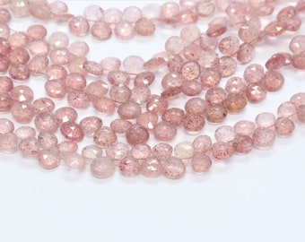 Strawberry Quartz faceted heart shape beads 6mm Strawberry Quartz gemstone beads Handmade loose beads Wholesale beads for jewelry necklace