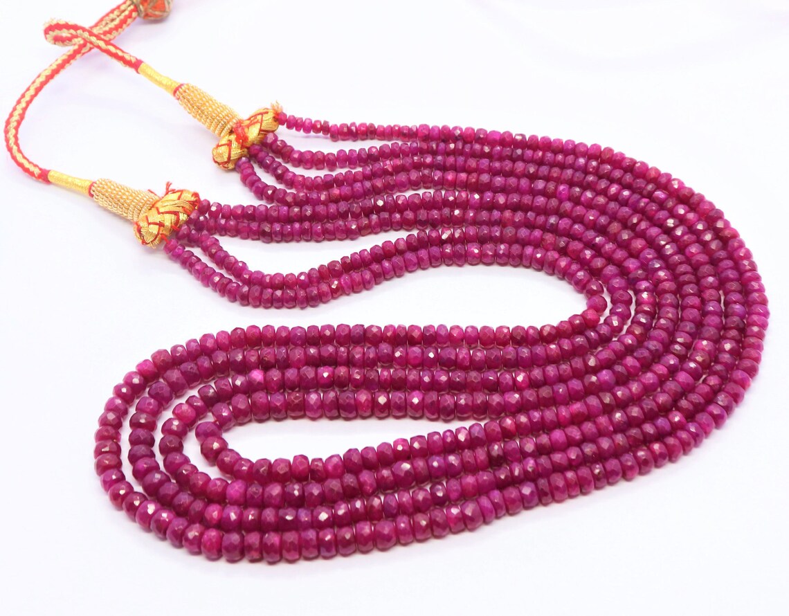 AAA 4 strand Ruby faceted rondelle beads 45mm African Ruby Etsy