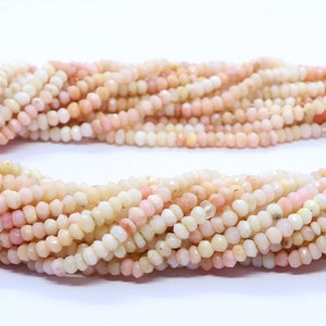 Natural Pink Opal Faceted Rondelle Beads | Pink Opal Beads | Faceted Pink Opal Beads | Shaded Opal gemstone beads | Wholesale price beads