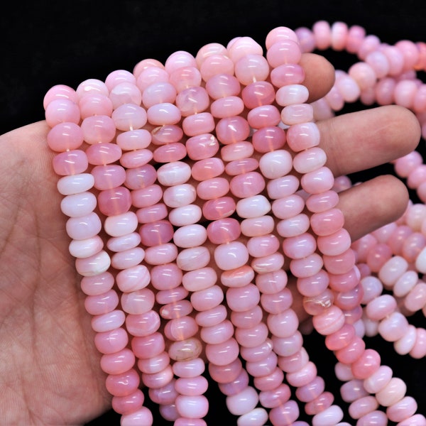 AAA Pink Opal Shaded smooth rondelle beads, Pink Opal rondelle beads, Pink Opal plain beads strand, 8-9mm Pink Opal wholesale gemstone beads