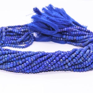 Cuentas redondas facetadas de lapislázuli de 4 mm. Cuentas de lapislázuli para collar de cuentas de joyería. Piedra preciosa de lapislázuli natural. Precio al por mayor.