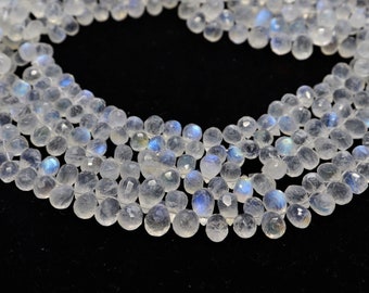 AAA+ Flashy Rainbow Moonstone Drop Shape Briolettes, White Rainbow Moonstone Briolette, Side Drill Drops For Jewelry, Wholesale price beads