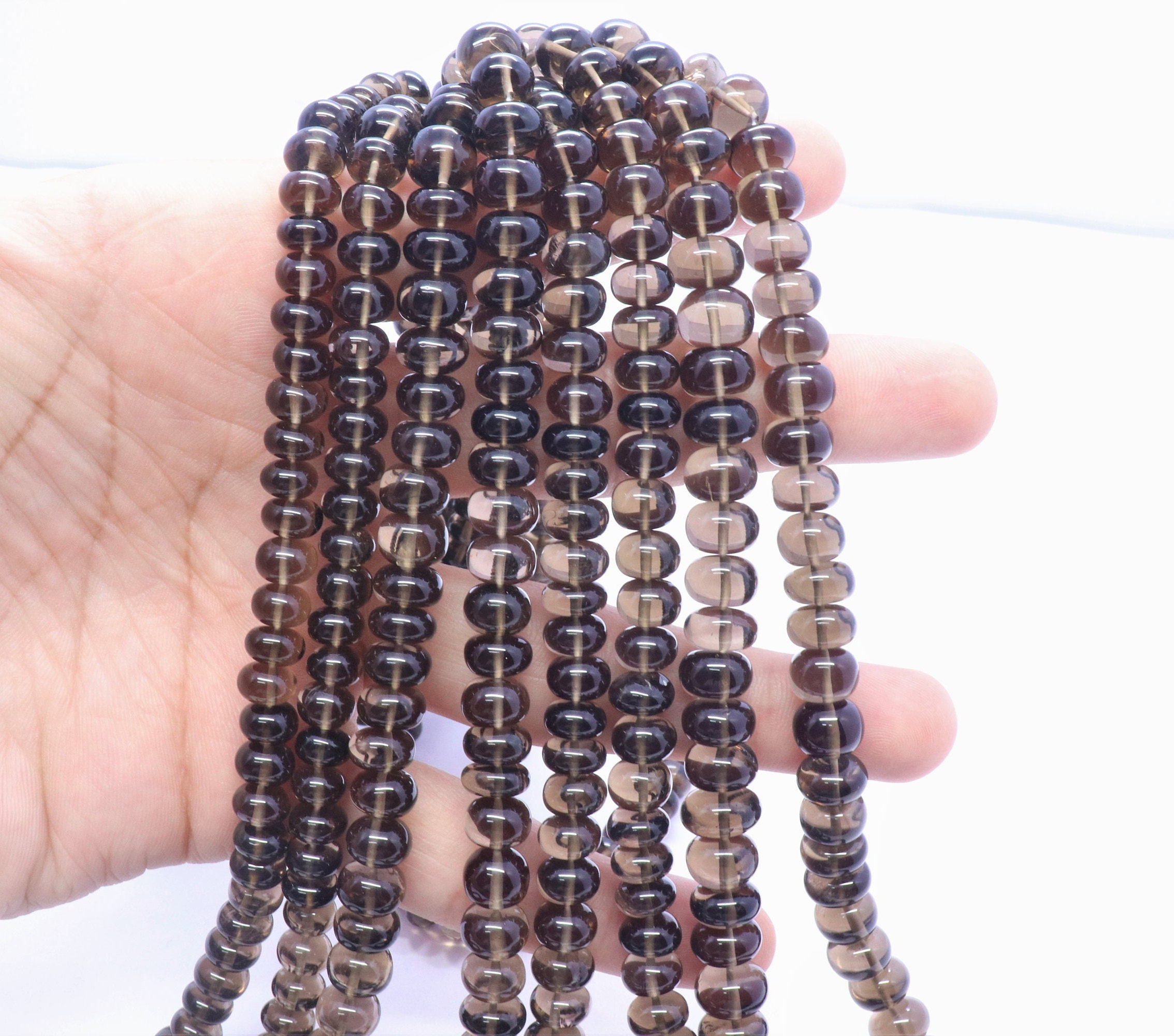 2 mm Natural Smoky Quartz Faceted Round Rondelle Beads Jewelry 33