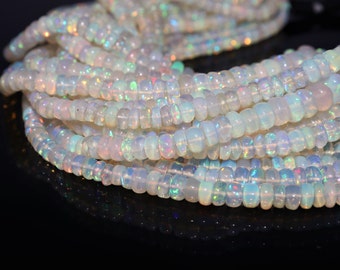 AAA+ Ethiopian Opal rondelle beads, Fire Ethopian Opal beads, Natural Opal beads  Opal plain beads, Flashy Opal beads, Multi Fire Opal beads