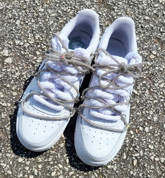 Custom Added Laces Silver Bling White Air Force 1 Low - Etsy