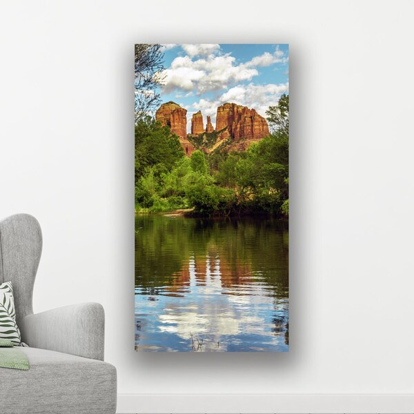 Sedona Wall Art, Red Rock Metal Aluminum Print, Sedona Cathedral Canvas, Desert Photography