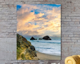 Large Seascape Print, California Ocean Photo, Coastal Metal/Canvas Wall Art, California Photography