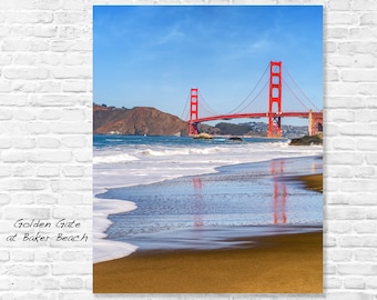 Beach Print, Golden Gate  Bridge Photo,  San Fransisco Wall Art, Large Metal Aluminum, Canvas Wall Art, California Beach Photography