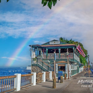 Lahaina Rainbow Wall Art – Maui Hawaii Photography Print – Historic Front Street Photo – Metal, Canvas, or Fine Art Print