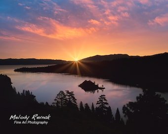 Scenic Lake Tahoe  Print, Sunrise Lake Tahoe Wall Art, Sierra Nevada Photography, Emerald Bay Sunrise Photo