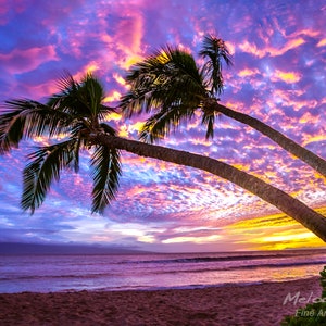 Maui Sunset Photo, Hawaii Wall Art, Hawaii Photography, Kaanapali Beach, Metal Aluminum, Canvas Wrap or Fine Art Print.