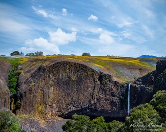 Landscape Print, Waterfall Photo, Phantom Falls Oroville CA, Beautiful  Rolling Hills, Home Gift, Table Top Mountain