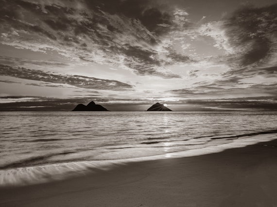 Black And White Ocean Sunset