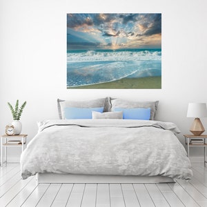 Large Beach Photo, Coastal Aluminum Metal Wall Art, Oversized Seascape Canvas Print, Baker Beach San Francisco, Teal Seascape Print image 5