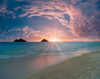 Lanikai Beach Print, Hawaii Sunrise Photo,  Lanikai Beach Hawaii Photography, Hawaii  Metal/Canvas Prints