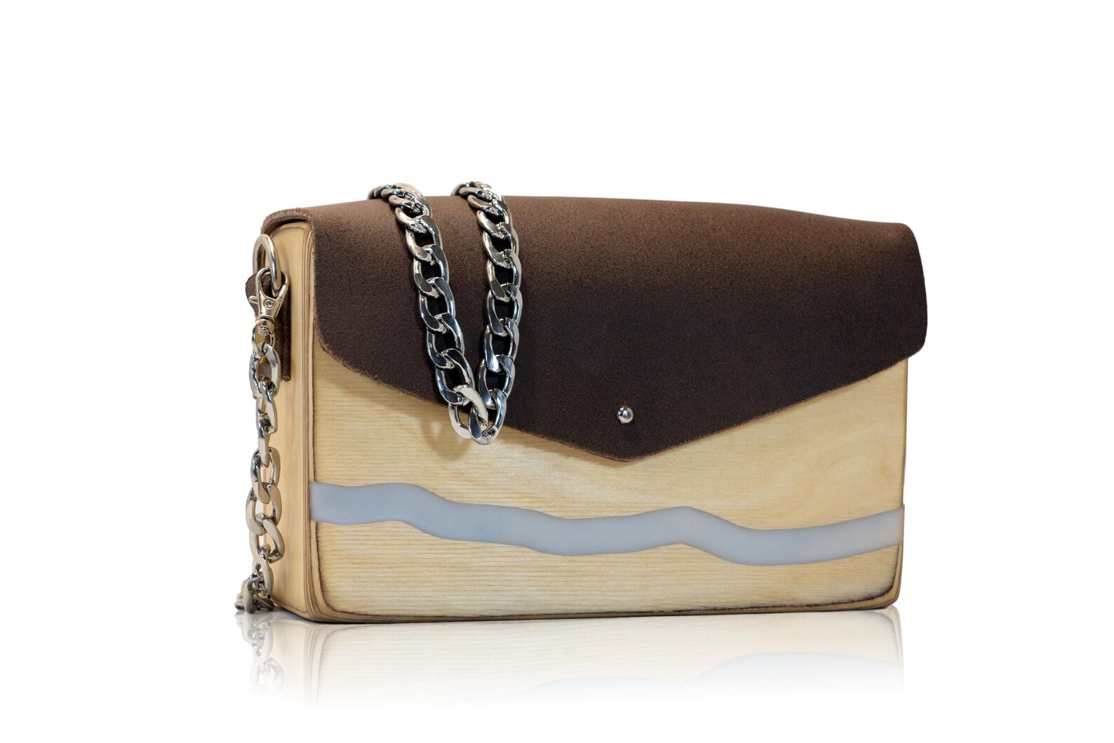 Brown Wooden Bag Leather Wood Handbag Crossbody Bag Etsy