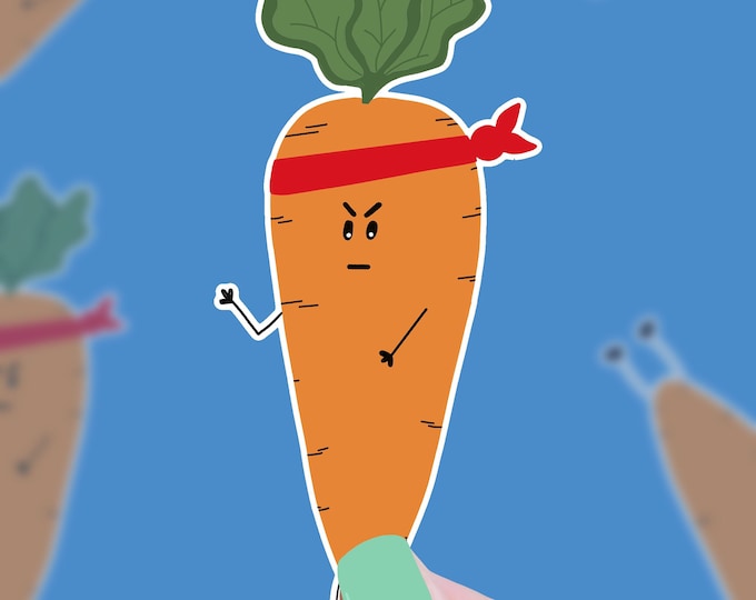 KARATE? CARROT-E! Cute vinyl vegetable sticker