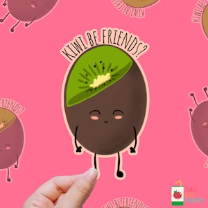 Kiwi Be Friends? – Fruity Friendship Vibes vinyl sticker