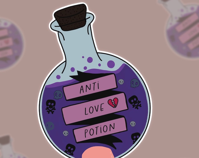 ANTI LOVE POTION vinyl funny Halloween goth sticker