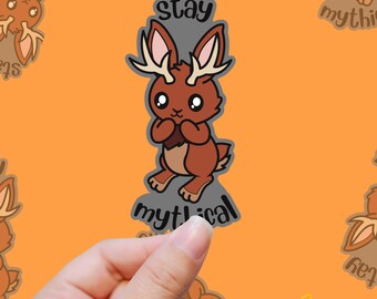 Pegatina de vinilo de Jackalope: Astas y Actitud