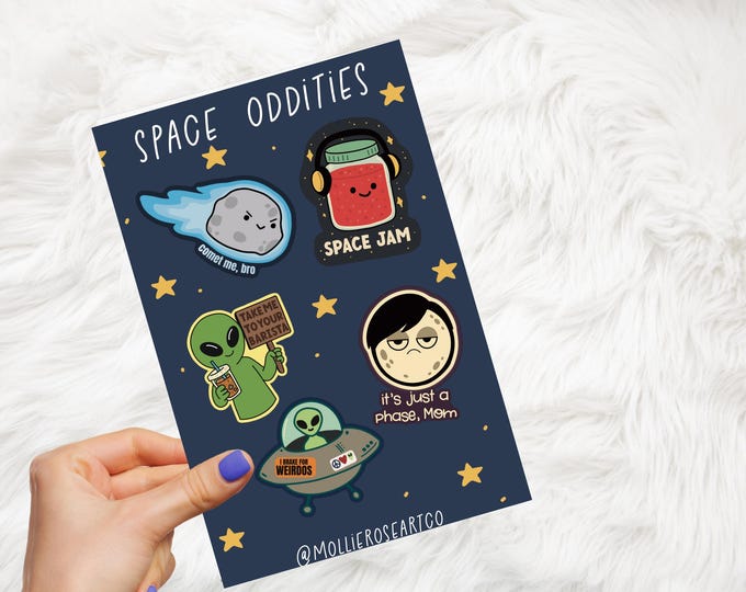 Space Oddities – Weirdo Galaxy Starter Pack sticker sheet