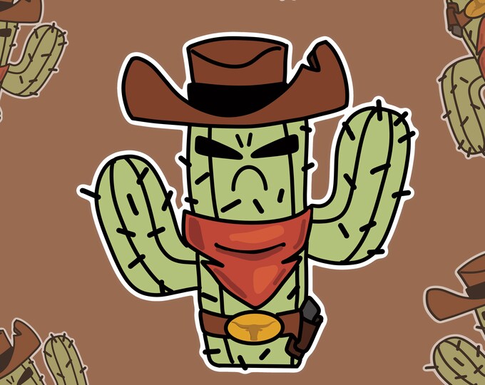 CRANKY CACTUS western cute vinyl sticker