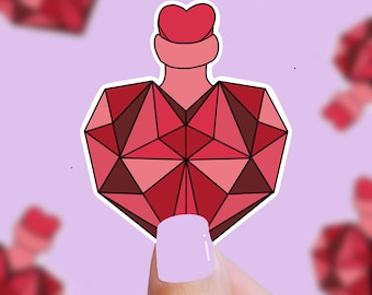 GEOMETRIC HEART cute vinyl valentine sticker