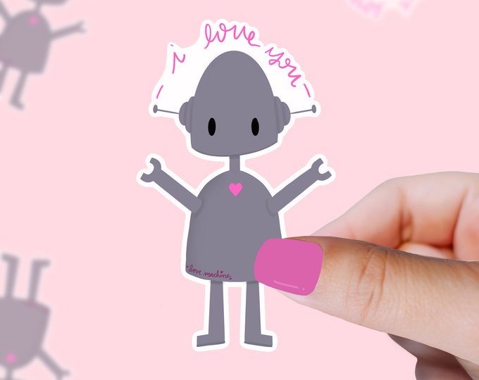 ROBOT LOVE cute vinyl sticker
