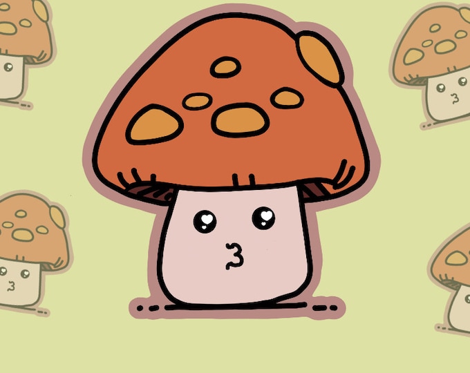 KISSY MUSHROOM cute cottage core mushroom vinyl sticker