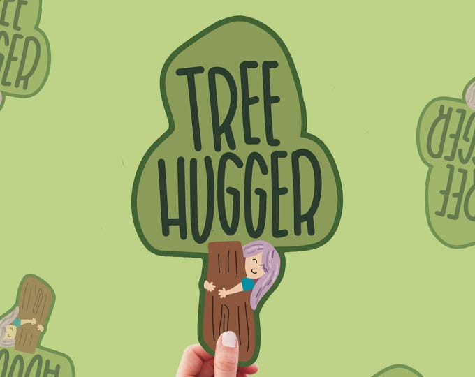 TREE HUGGER vinyl funny sticker