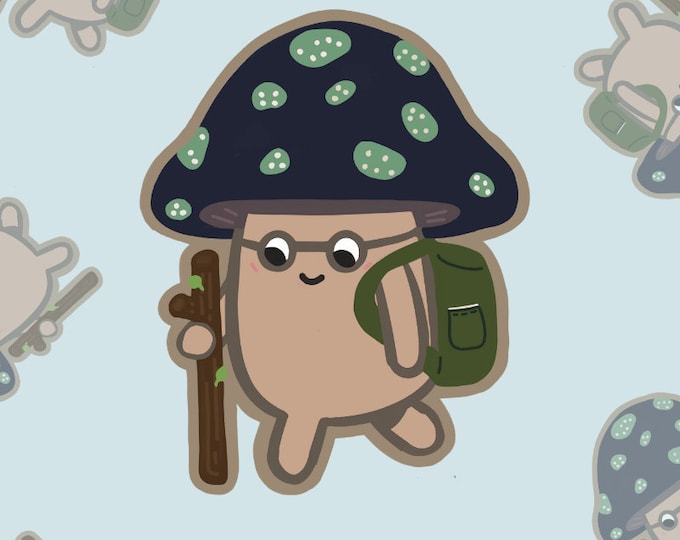 FOREST HIKING MUSHROOM cute cottage core mushroom vinyl sticker