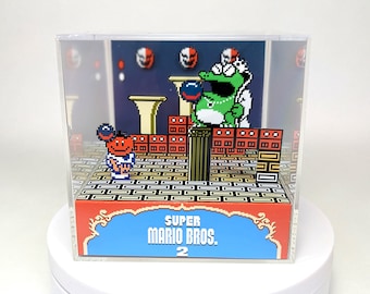 Super Mario Bros 2 - Wart Boss Battle - DIY Cube Diorama Template SMB2 NES