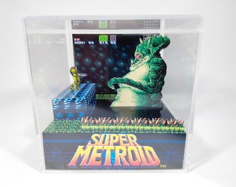 Super Metroid Kraid Boss Fight - PDF Papercraft Diorama Template  - SNES retro gaming cube