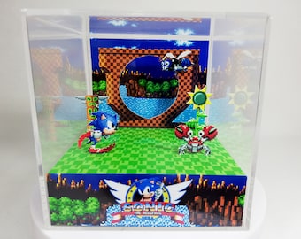 Sonic the Hedgehog -  DIY Cube Diorama Template - Genesis / Megadrive