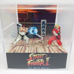 SF2 Ryu vs Ken -  DIY Cube Diorama Template - Street Fighter 2 SNES