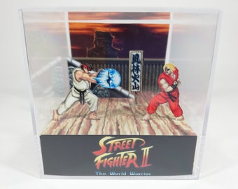 SF2 Ryu vs Ken -  DIY Cube Diorama Template - Street Fighter 2 SNES