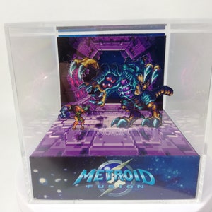 Metroid Fusion Omega Metroid - DIY Papercraft Cube Diorama Template - GBA