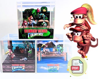 Donkey Kong Country Template Set - DIY Cube Diorama Templates DKC SNES