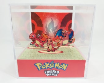Fire Red and Green Leaf Pokemon - DIY Cube Diorama Template GBA