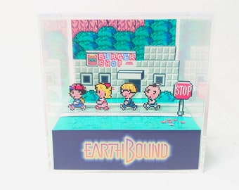 Earthbound Onett Town -  DIY PDF Cube Diorama Template - Mother 2 SNES Super Famicom