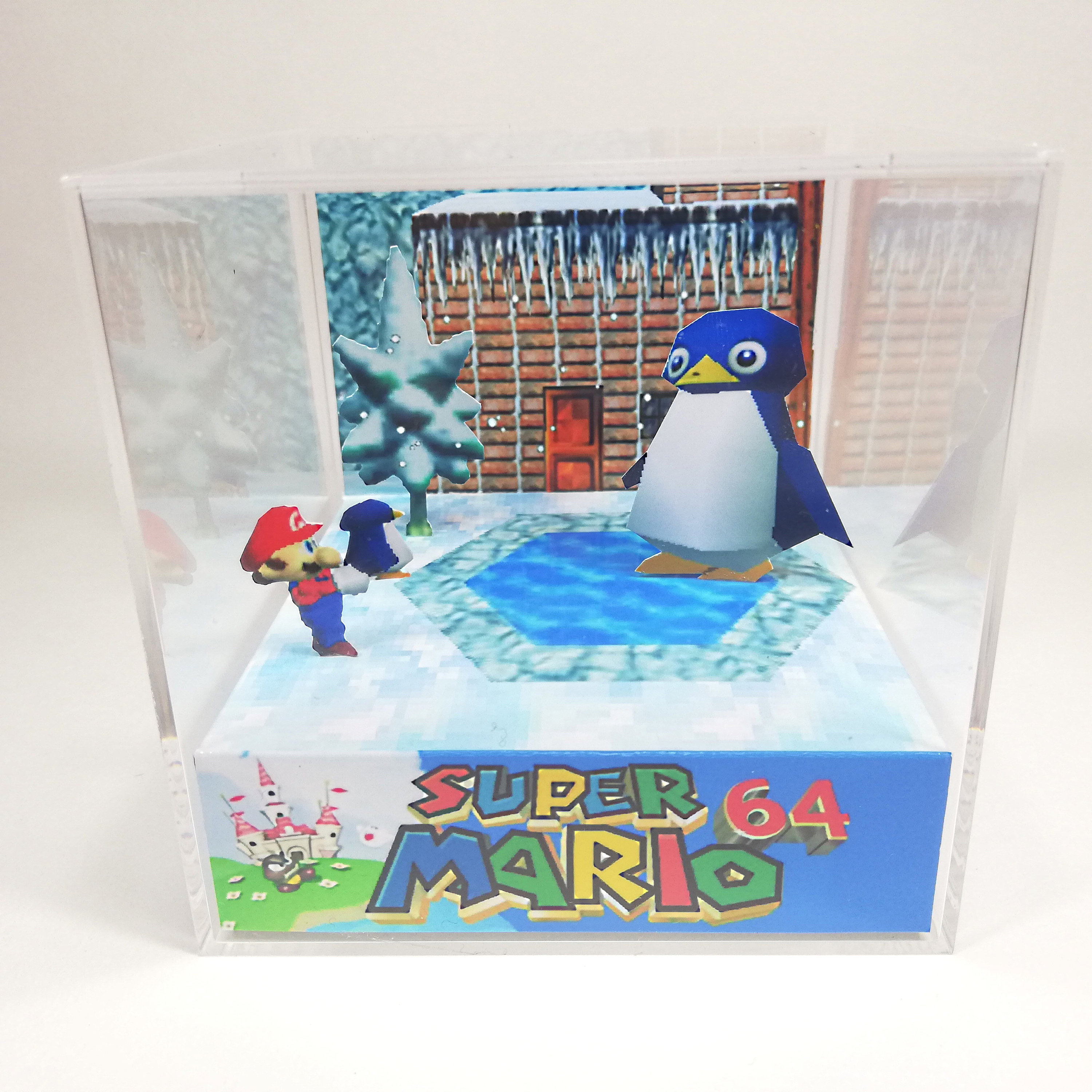 Super Mario 64 Diorama Cube: Baby Penguin - Video Game Room Decoration