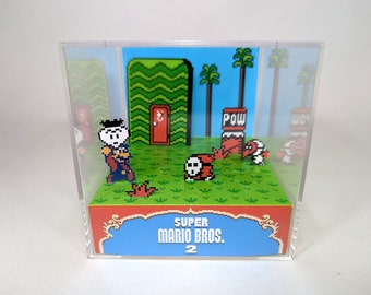 Super Mario Bros 2 - Level 1 - DIY Cube Diorama Template SMB2 NES