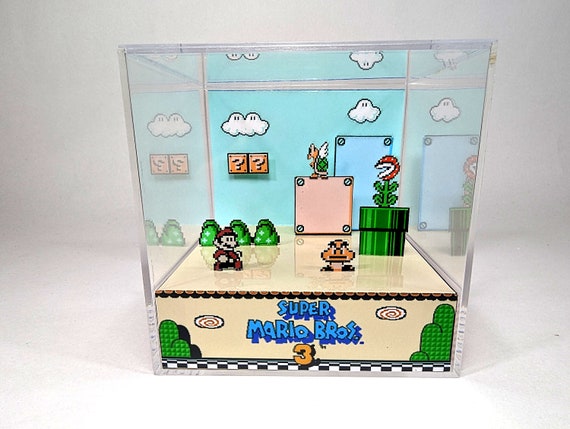 Super Mario Bros 3 Nintendo NES 3D Cube Handmade Diorama Shadowbox