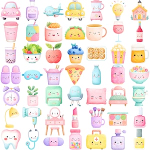 Süße Kawaii Clipart - Aquarell - Planer Clipart - Mega Bundle - Kommerzielle Nutzung Bild 9