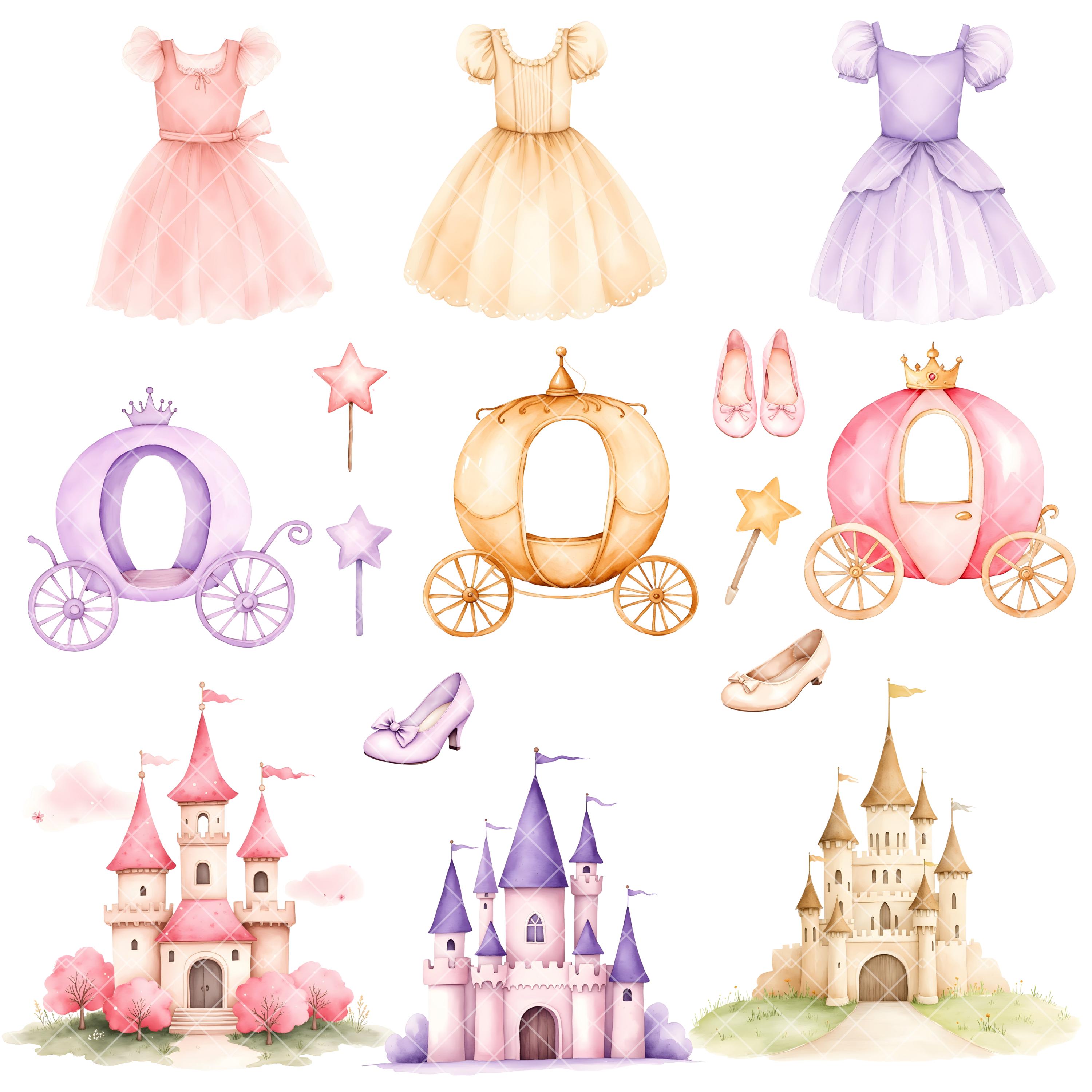 Princess Clipart - Watercolor - Cute Kid's Png - Princess Clipart ...