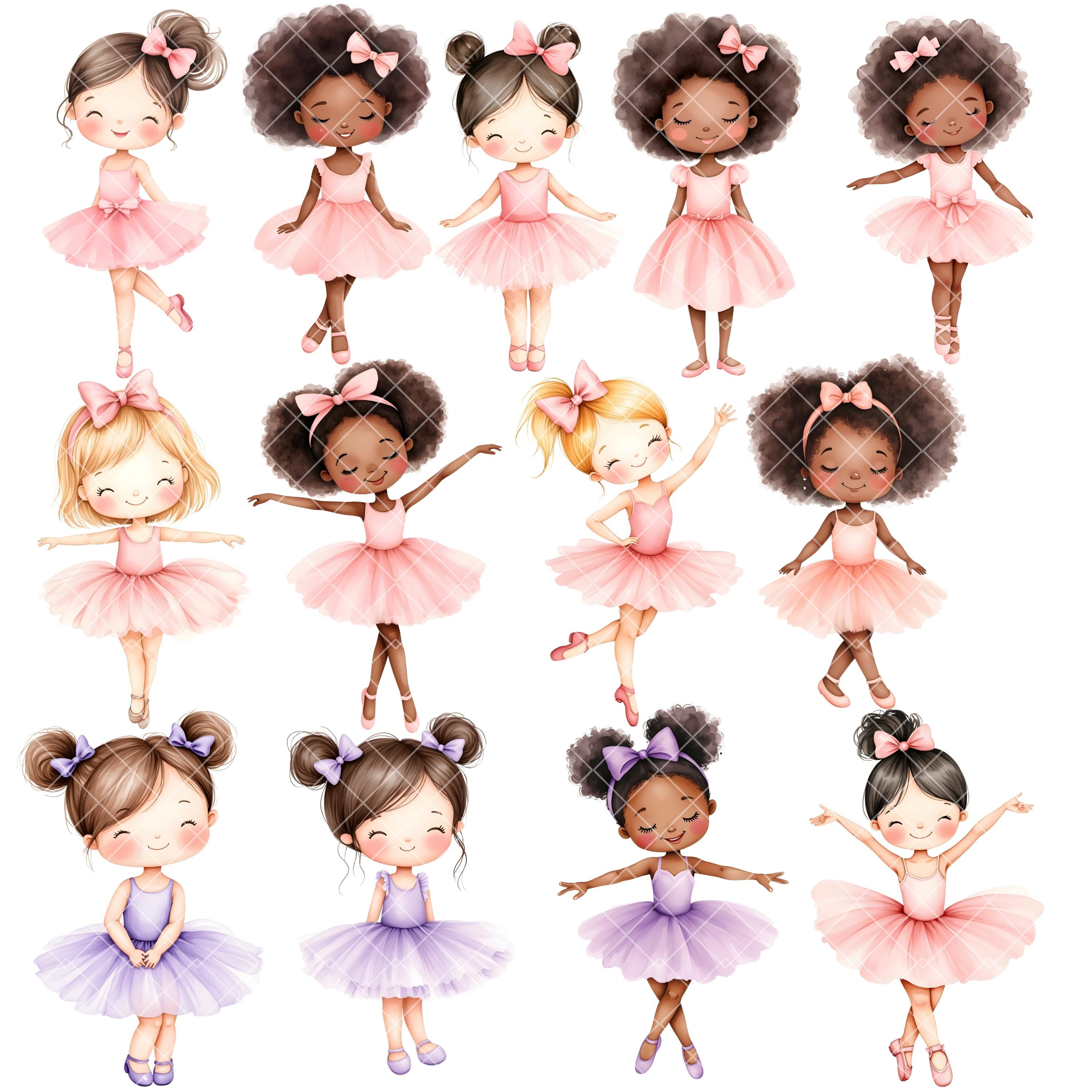 Ballerina Clipart - Watercolor - Cute Kid's Png - Ballet Clipart Bundle ...